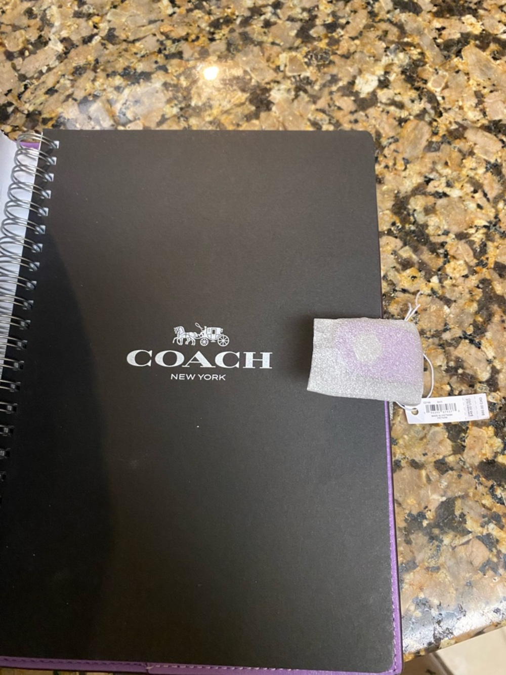 Coach Black & Lavender Spiral Logo Notebook - Picture 2 of 4